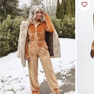 Fabletics Gold Velour Jumpsuit (Petite)